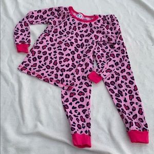 Gerber 4T pink leopard print thermal pajamas set